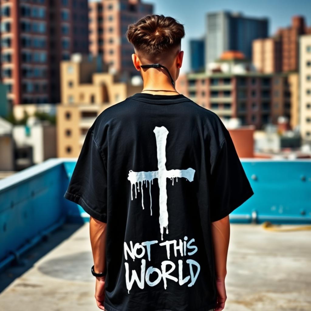 Camiseta preta NOTW com estampa da cruz drip nas costas
